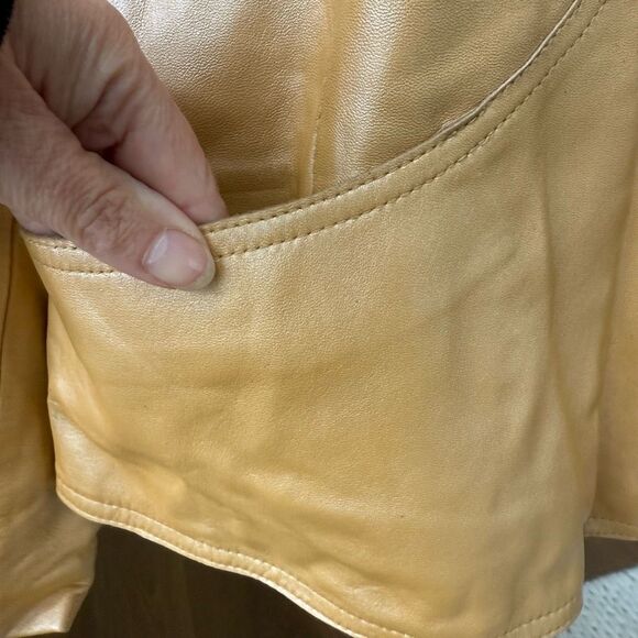 Lane Bryant Champagne Gold Shimmer 100% Leather Jacket Blazer 18 20 - Picture 4 of 10